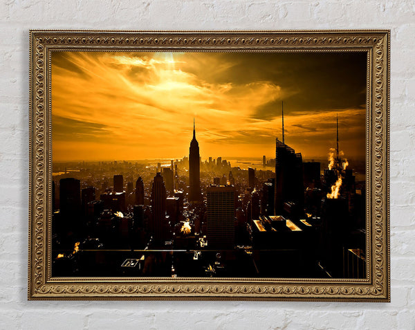 Empire State Building New York City Golden Sunset