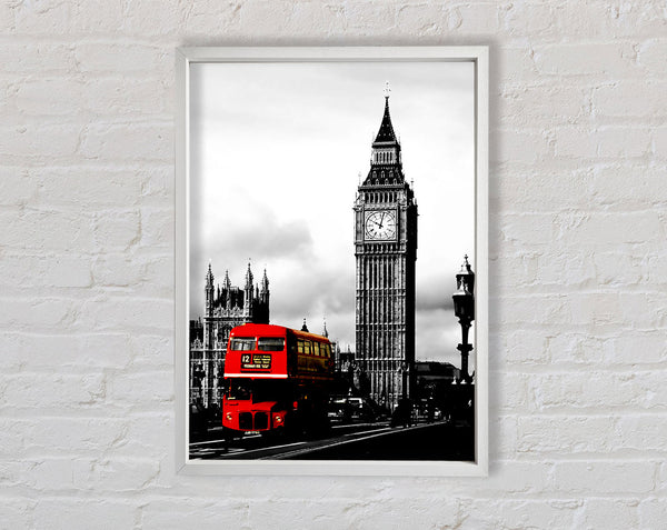 London Big Ben Red Bus B n W