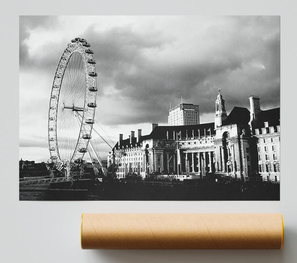 London Eye Clouds B N W