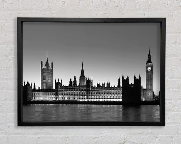 London Houses Of Parliament On The Thames B n W