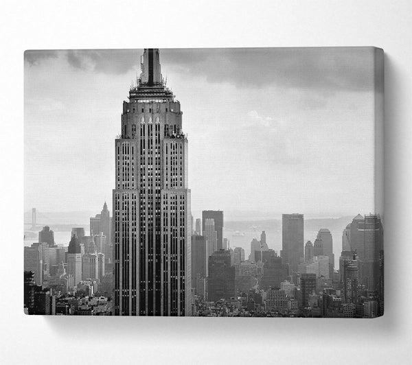 New York City Empire State B n W Skies