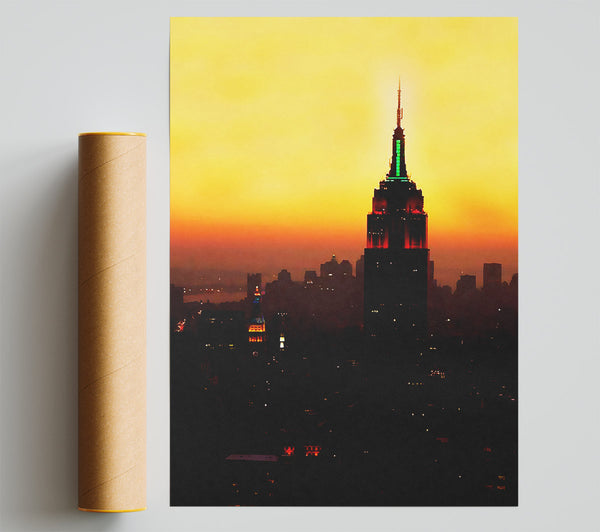 New York City Empire State Building Orange Glow