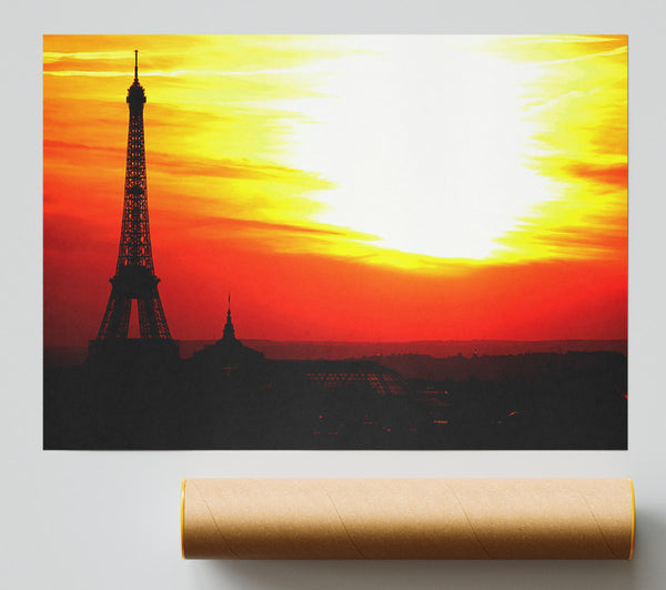 Paris Eiffel Tower Sun Blaze