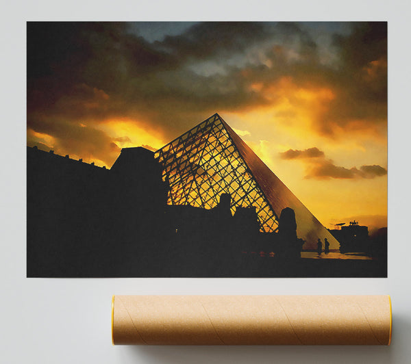 Paris Louvre Pyramid At First Light