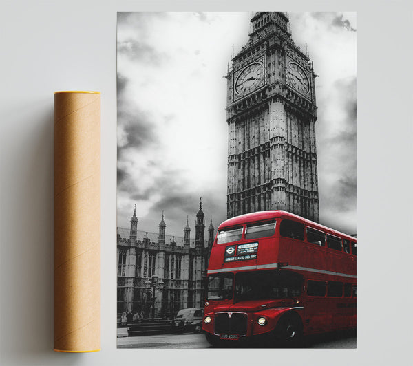 Red London Bus Big Ben B N W