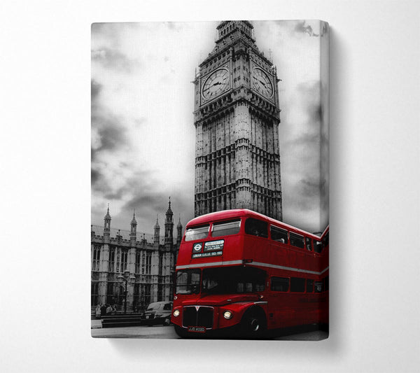 Red London Bus Big Ben B n W