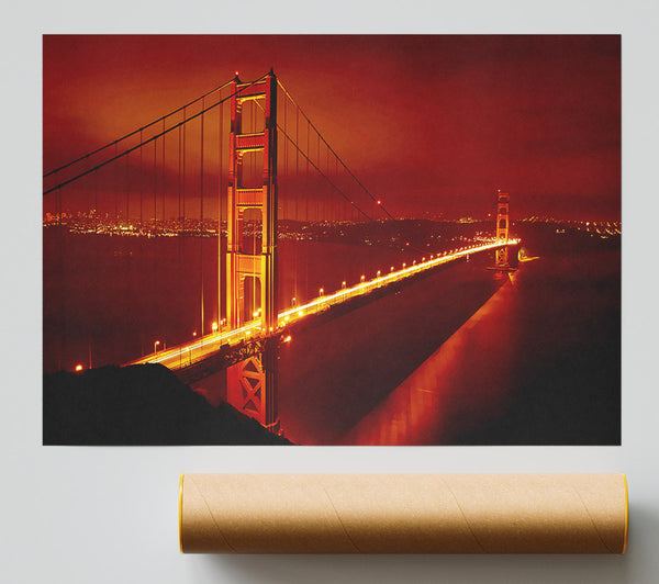 San Francisco Golden Gate Bridge Red Glow