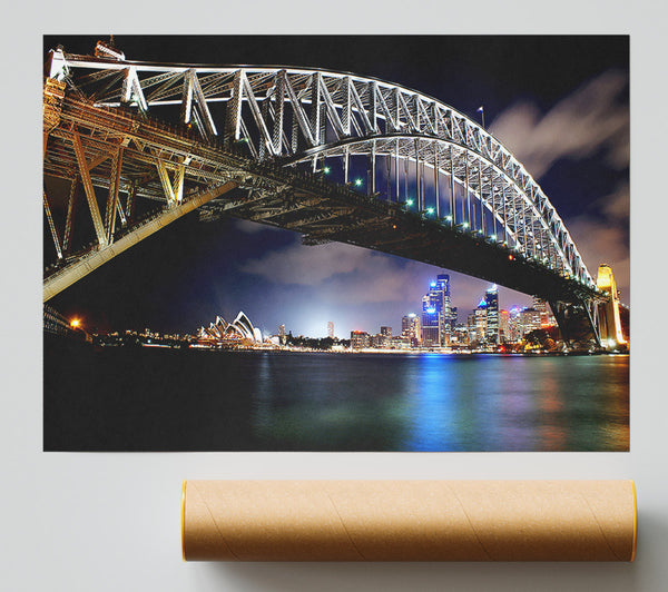 Sydney Harbour Bridge Night Light Reflections