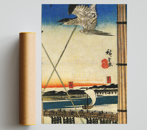 Hiroshige A Cuckoo Flying Past Masts