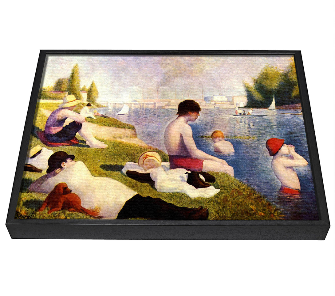 A picture of a Seurat A Swimming Pool In Asnie`re framed canvas print sold by Wallart-Direct.co.uk