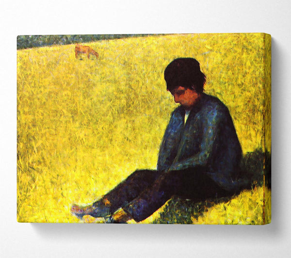 Seurat Boy Sitting On A Lawn