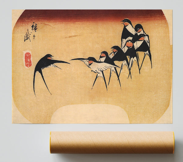 Hiroshige Dancing Swallows