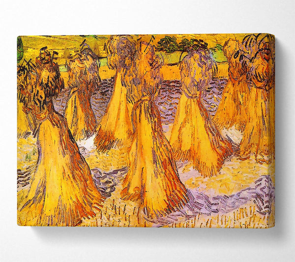 Van Gogh Field With Stacks Of Wheat