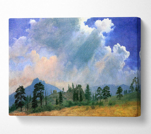 Bierstadt Fir Trees And Storm Clouds