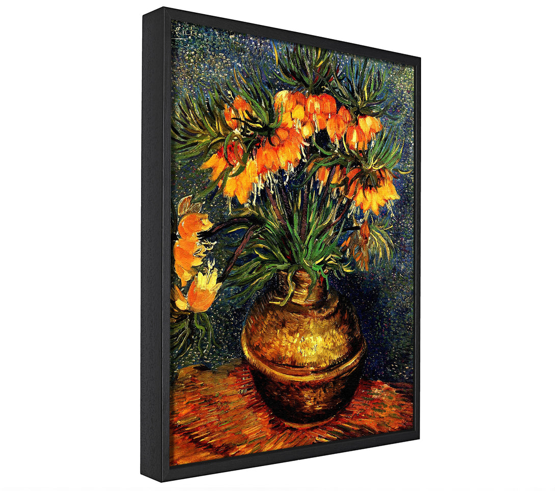 A picture of a Van Gogh Fritillaries In A Copper Vase framed canvas print sold by Wallart-Direct.co.uk