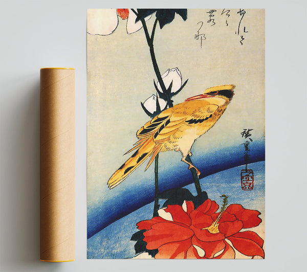 Hiroshige Golden Oriole On A Hibiscus Branch