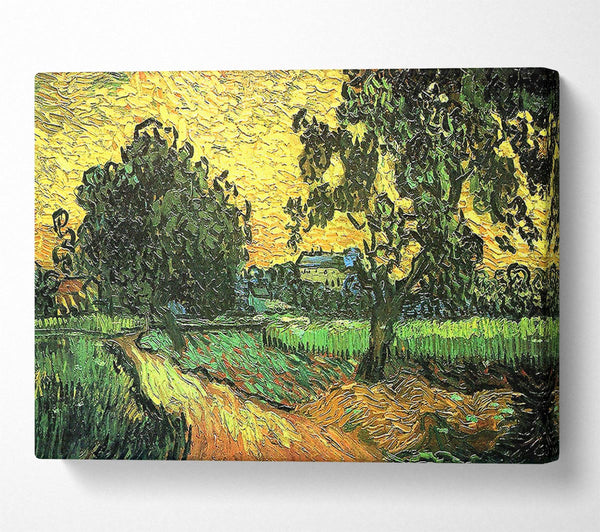 Van Gogh Landscape With Castle Auvers At Sunset