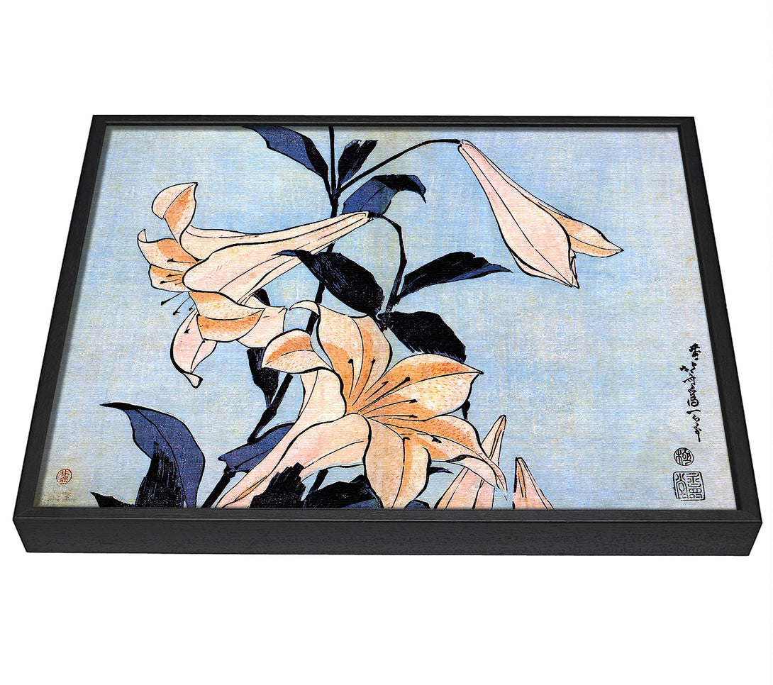 A picture of a Hokusai Lilies framed canvas print sold by Wallart-Direct.co.uk