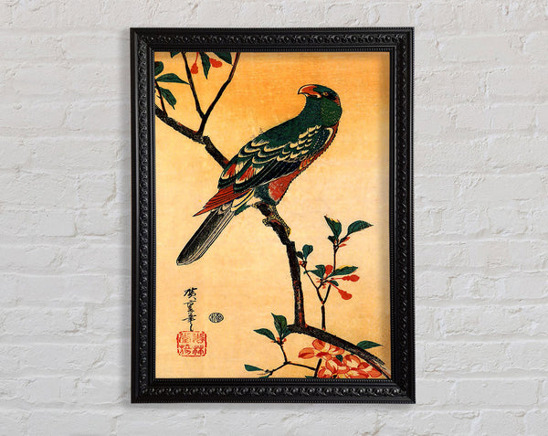 Hiroshige Parrot On A Blooming Branch