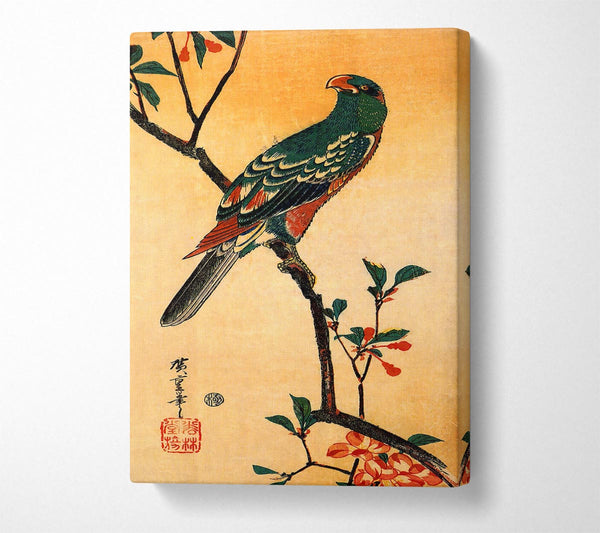 Hiroshige Parrot On A Blooming Branch