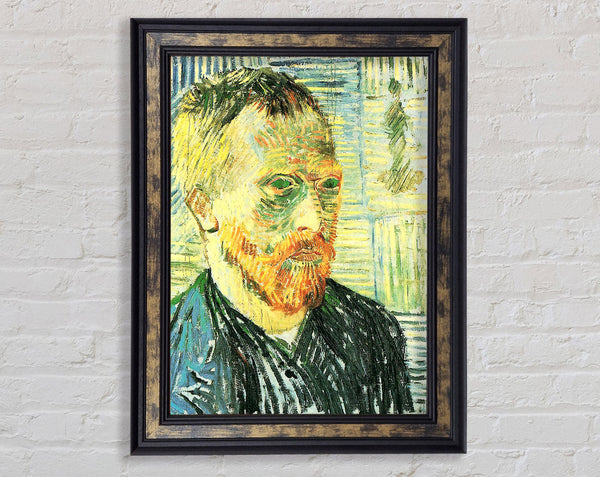 Van Gogh Self Portrait With Background Of Japanese Woodblock