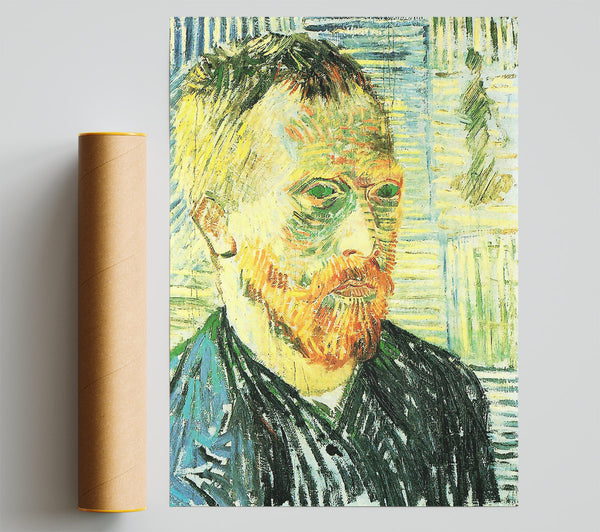 Van Gogh Self Portrait With Background Of Japanese Woodblock