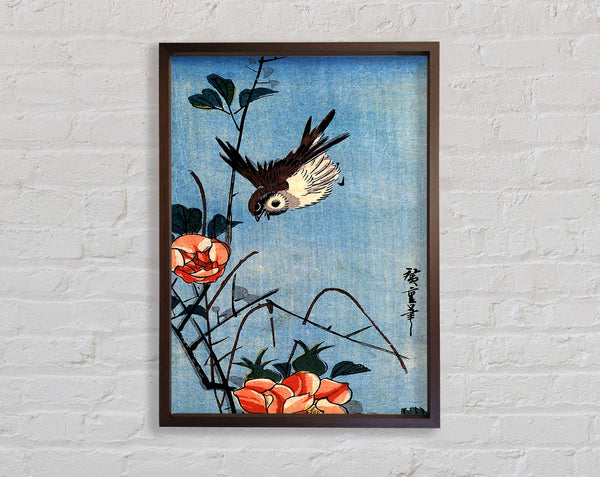 Hiroshige Sparrows And Wild Rose