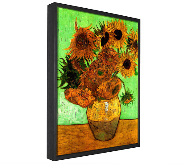 A picture of a Van Gogh Still Life Vase With Twelve Sunflowers 2 framed canvas print sold by Wallart-Direct.co.uk