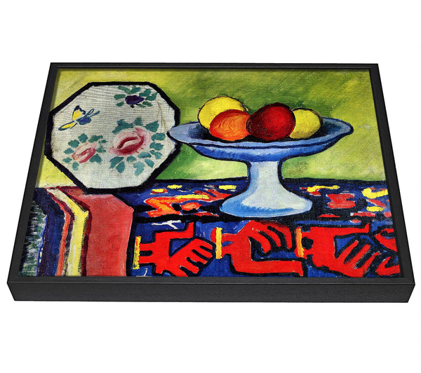 A picture of a August Macke Still Life With Apple Peel And A Japanese Fan framed canvas print sold by Wallart-Direct.co.uk