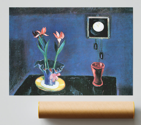 Walter Gramatte Still Life With Clock And Tulip Pot