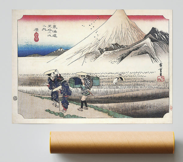 Hiroshige Travellers Passing Mount Fuji