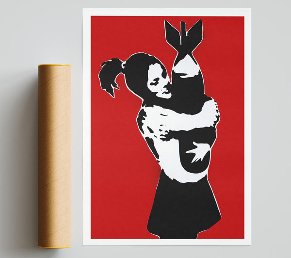 Banksy Bomb Hugger Girl Red