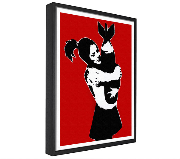 A picture of a Bomb Hugger Girl Red framed canvas print sold by Wallart-Direct.co.uk