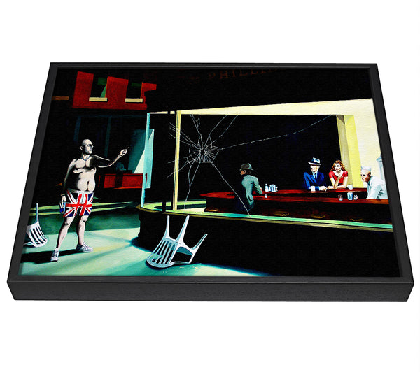 A picture of a British Nighthawks framed canvas print sold by Wallart-Direct.co.uk