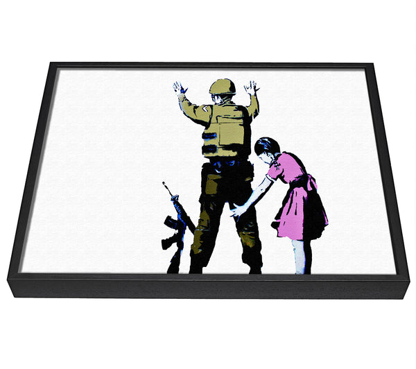 A picture of a Child Frisking Soldier framed canvas print sold by Wallart-Direct.co.uk