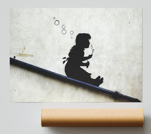 Banksy Drain Pipe Bubble Girl