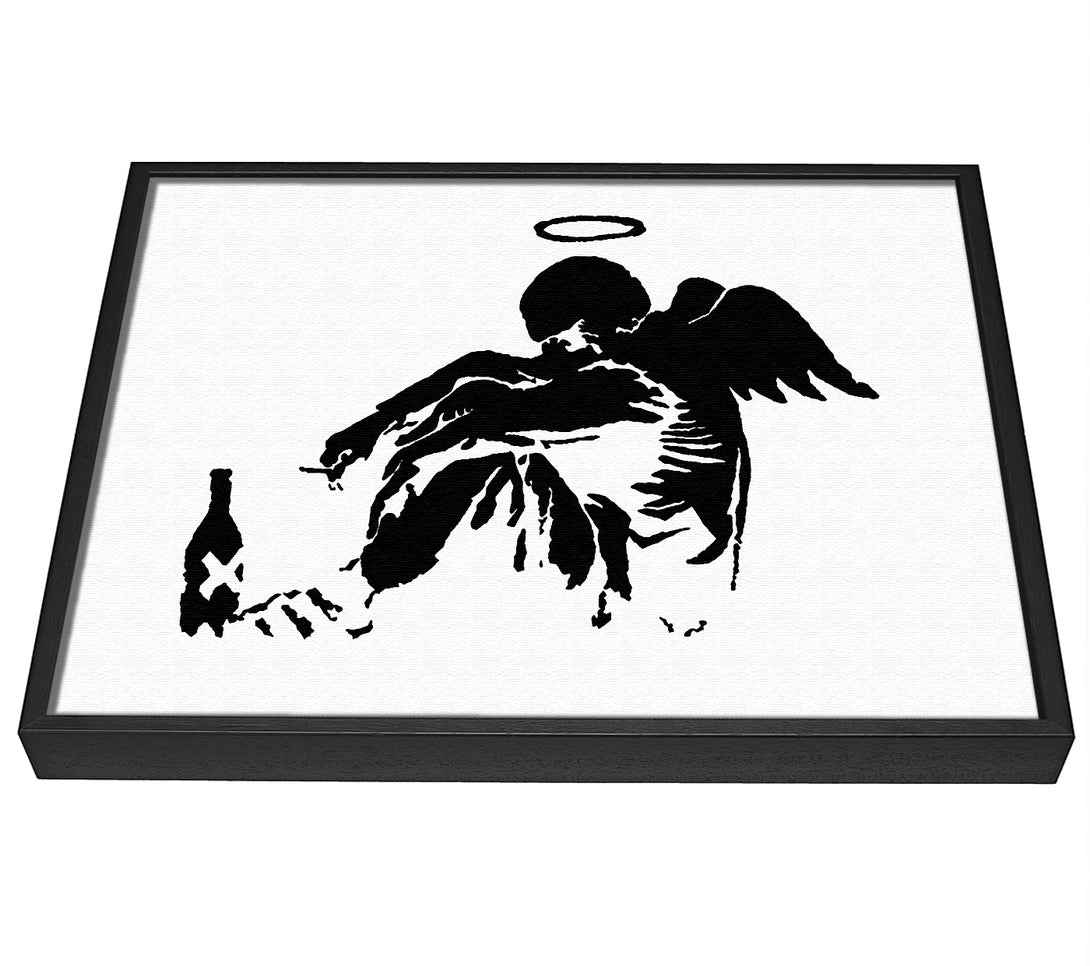 A picture of a Fallen Angel Black White framed canvas print sold by Wallart-Direct.co.uk