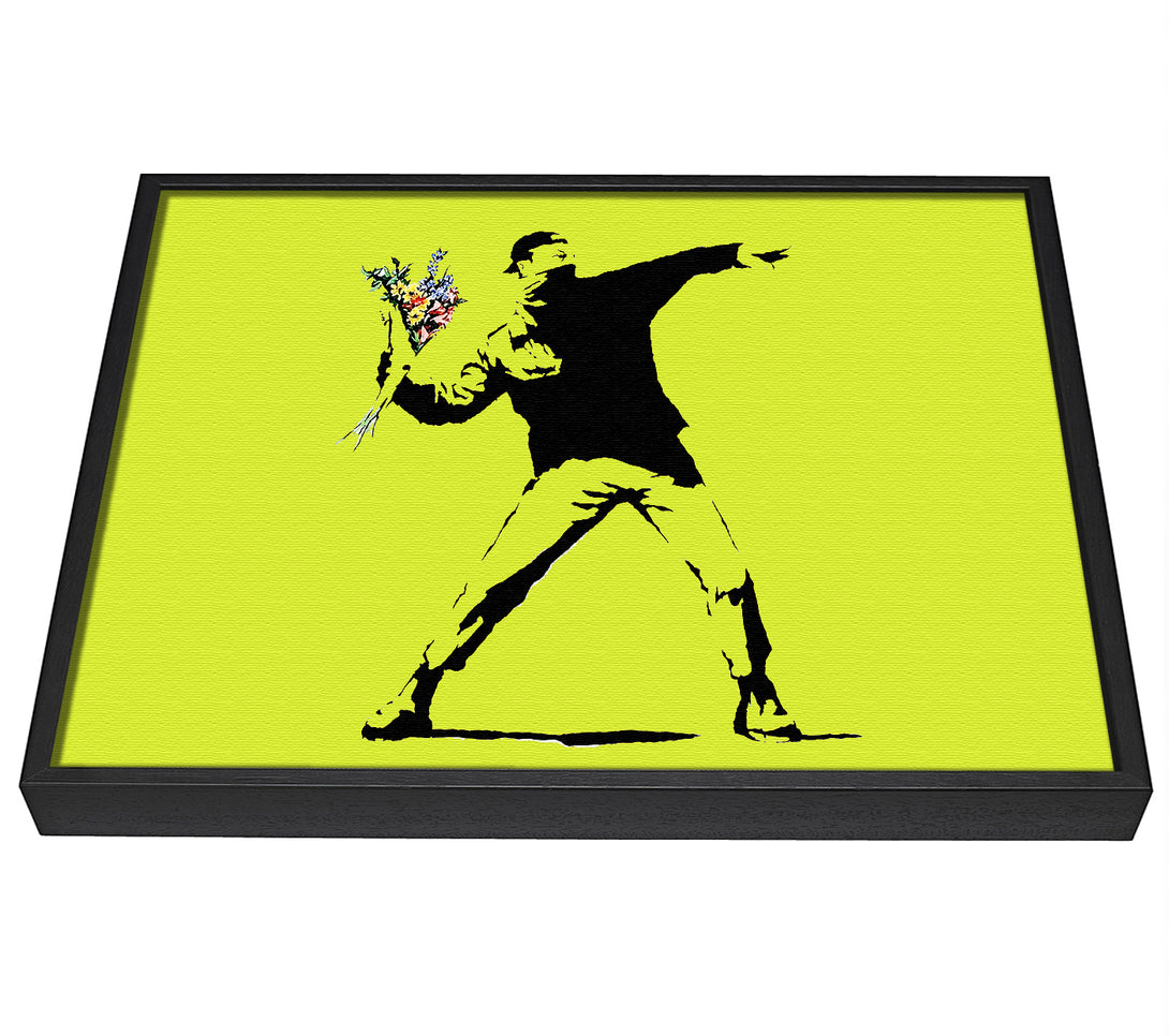 A picture of a Flower Thrower Lime Green framed canvas print sold by Wallart-Direct.co.uk