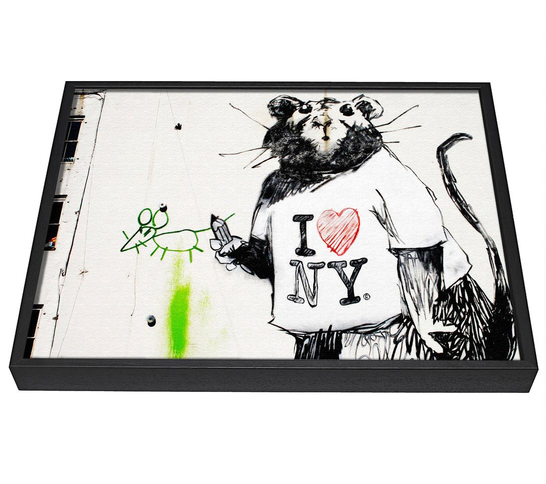 A picture of a I Love New York Rat framed canvas print sold by Wallart-Direct.co.uk