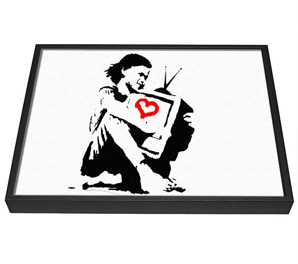 A picture of a I Love Tv White framed canvas print sold by Wallart-Direct.co.uk