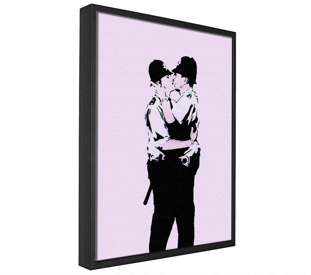 A picture of a Kissing Coppers Pink framed canvas print sold by Wallart-Direct.co.uk