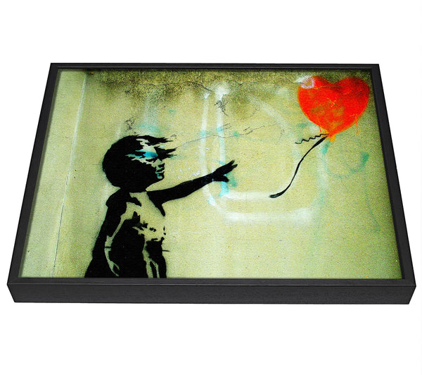 A picture of a Love Heart Balloon Girl Float framed canvas print sold by Wallart-Direct.co.uk