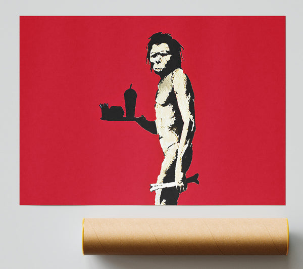 Banksy Mcdonalds Caveman Red