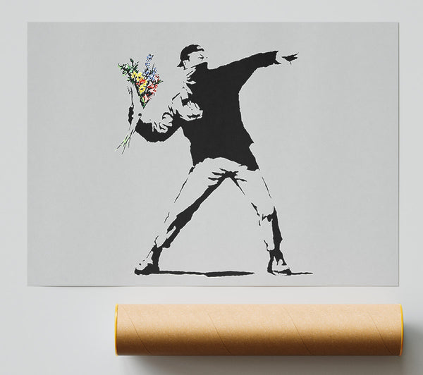 Banksy Peaceful Warrior Grey