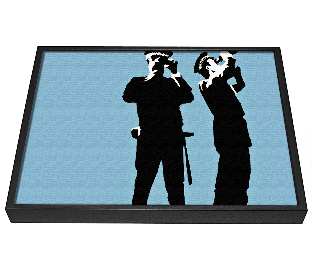 A picture of a Searching Constables Blue framed canvas print sold by Wallart-Direct.co.uk