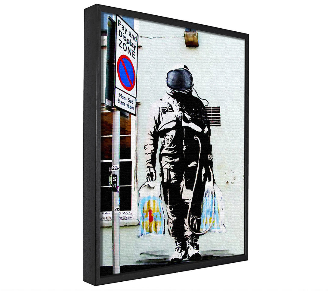 A picture of a Shopping Bag Soldier framed canvas print sold by Wallart-Direct.co.uk