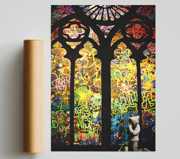 Banksy Stained Glass Graffiti