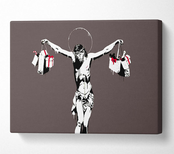 Banksy Thank Christ For Shopping (Landscape) Grey