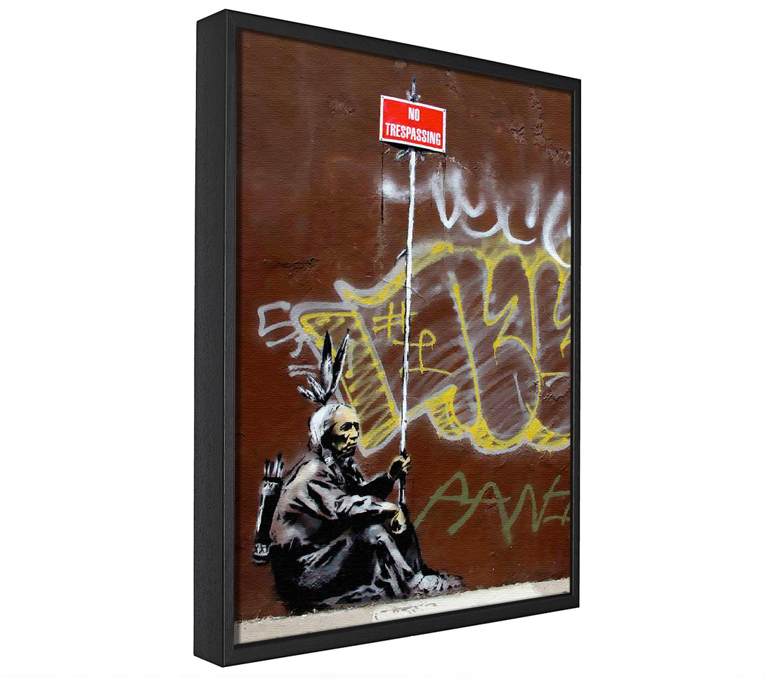 A picture of a No Trespassing Indian framed canvas print sold by Wallart-Direct.co.uk