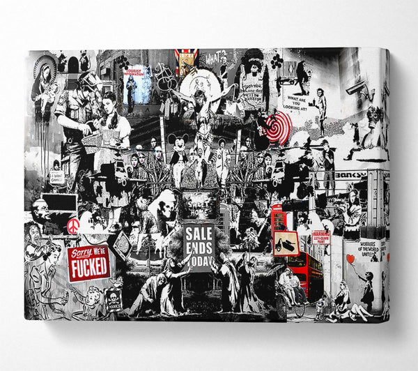 Banksy Collage 1 B n W